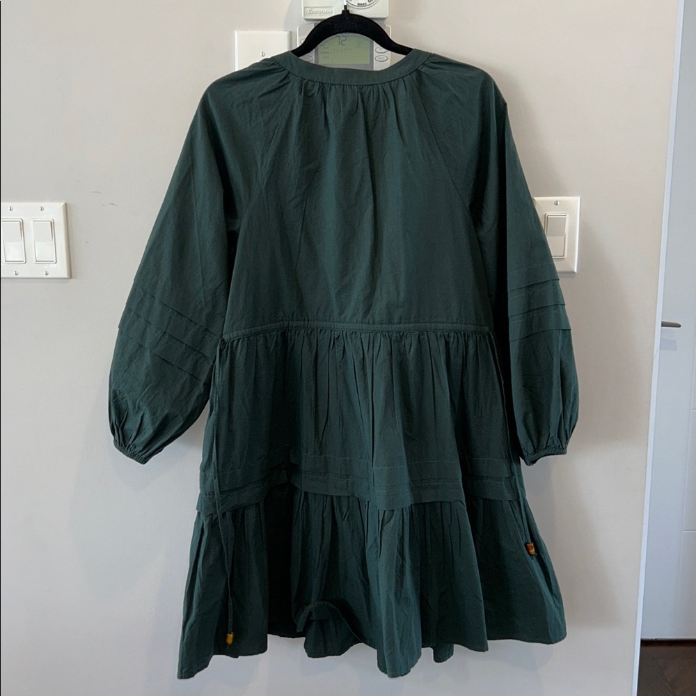 Madewell Crinkle Poplin Wrap Mini Dress in Dark Palm Green - Picture 12 of 13